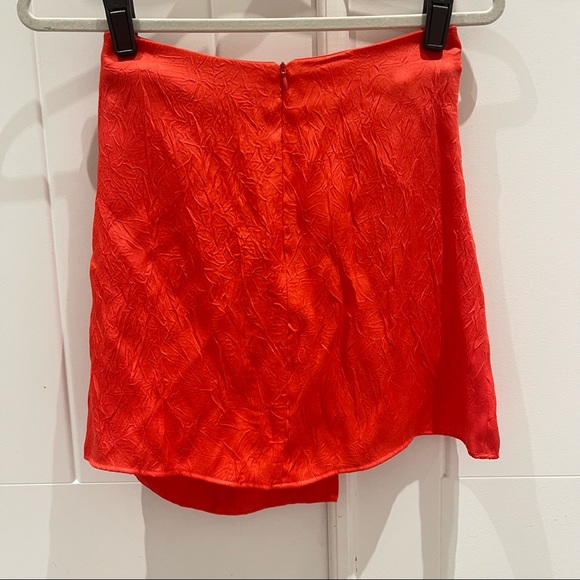 Zara Knotted Satin Skirt in Coral (XS) - Picture 9 of 9